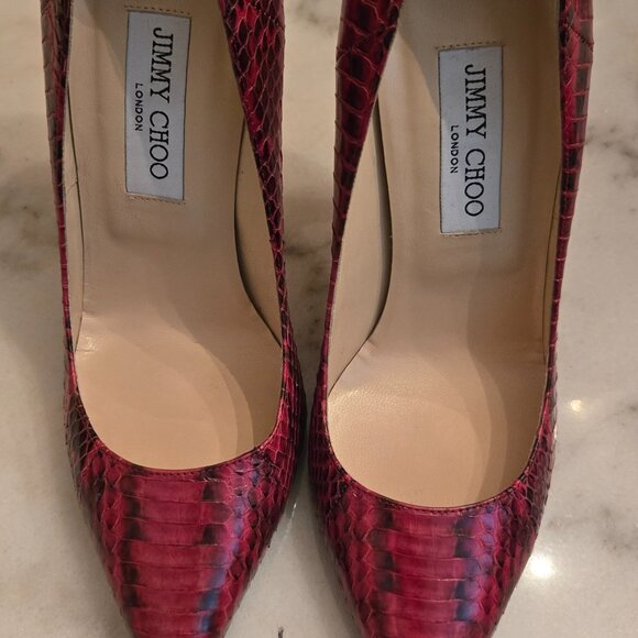 Jimmy Choo Anouk Red Snakeskin/Elaphe Pumps - Picture 5 of 12